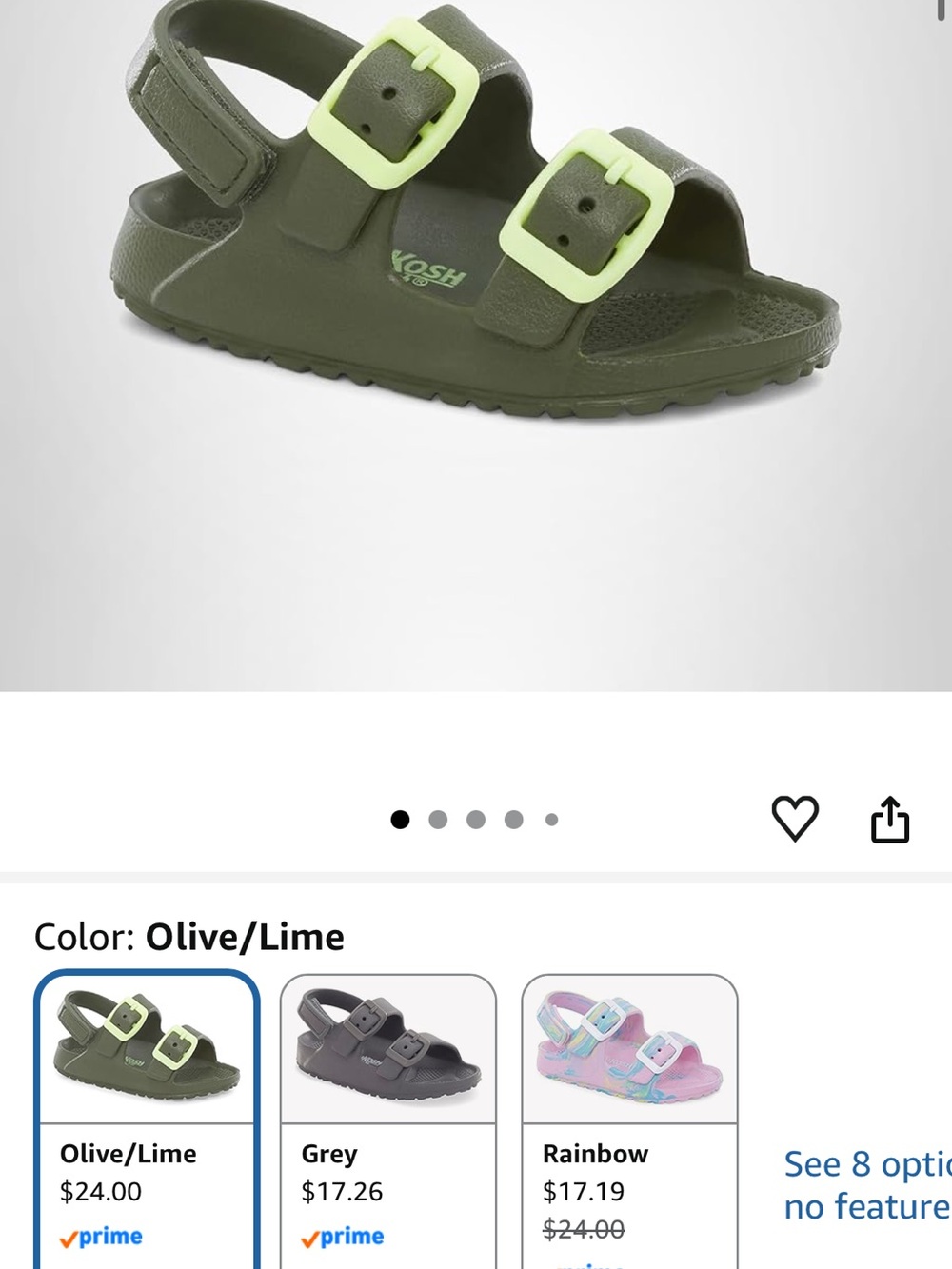 OshKosh B'gosh Olive Sandals with Lime Buckles